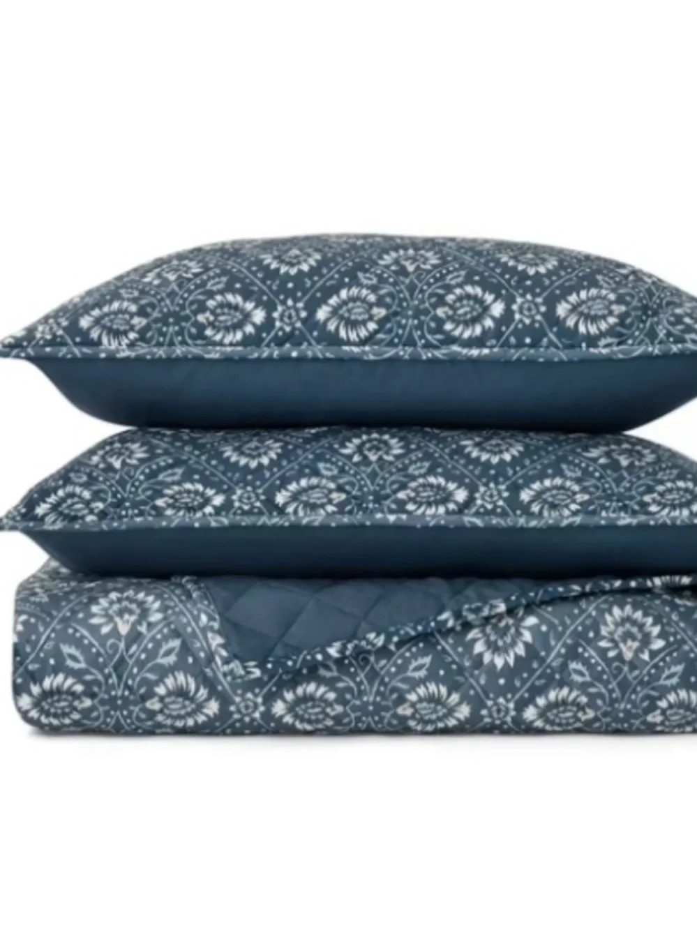BNWT 3 pcs Member's Mark Velvet Quilt Set - Navy Floral King coverlet+ 2 shams
